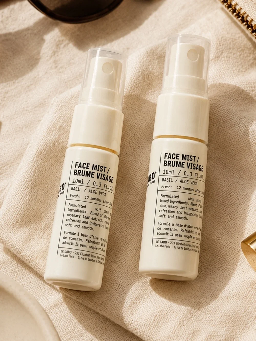 NEW - Le Labo Face Mist Brume Visage Set of 2 Basil Aloe Vera 10ml Mini Spray